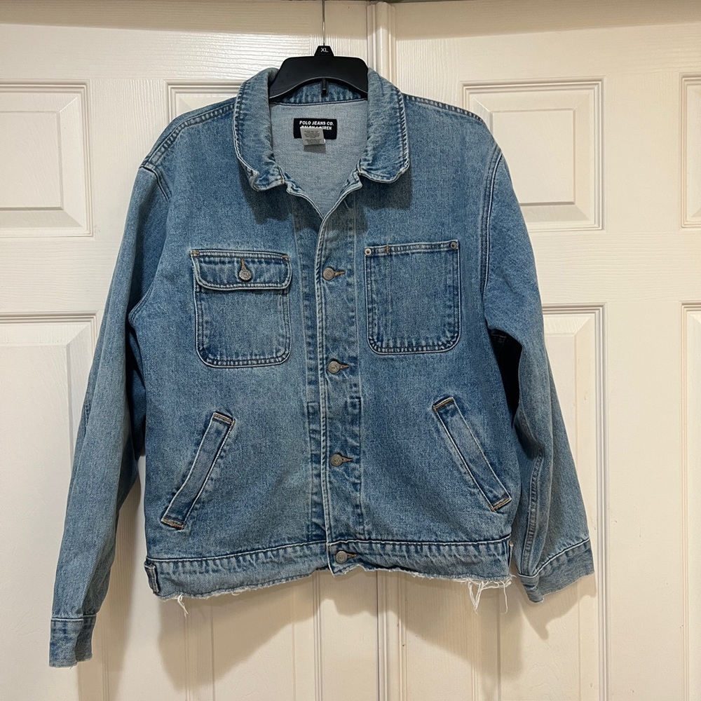 Vintage 80s 90s Polo Ralph Lauren Jean Jacket Adult Large‎ Blue Denim Trucker